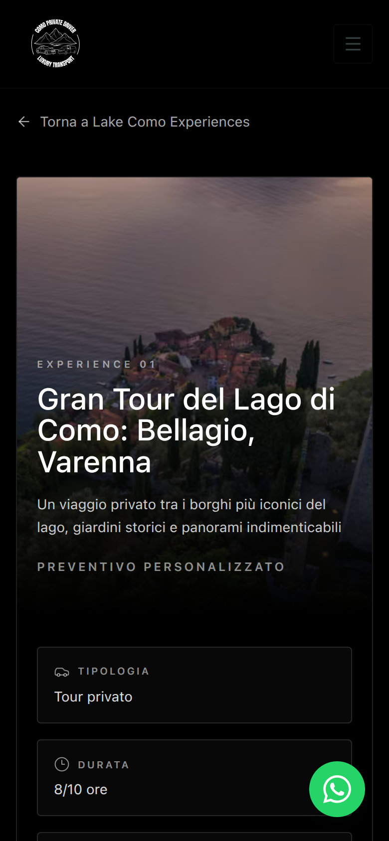 Como Private Driver — mobile